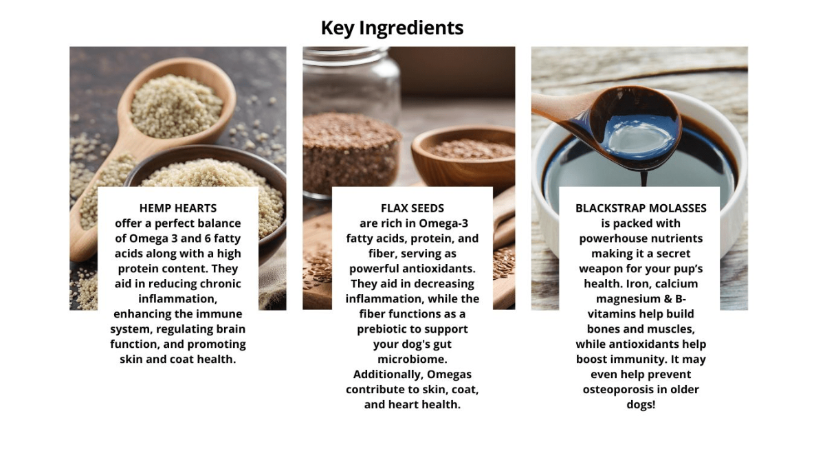 Hemp hearts flax seeds dog treats with omega fatty acids