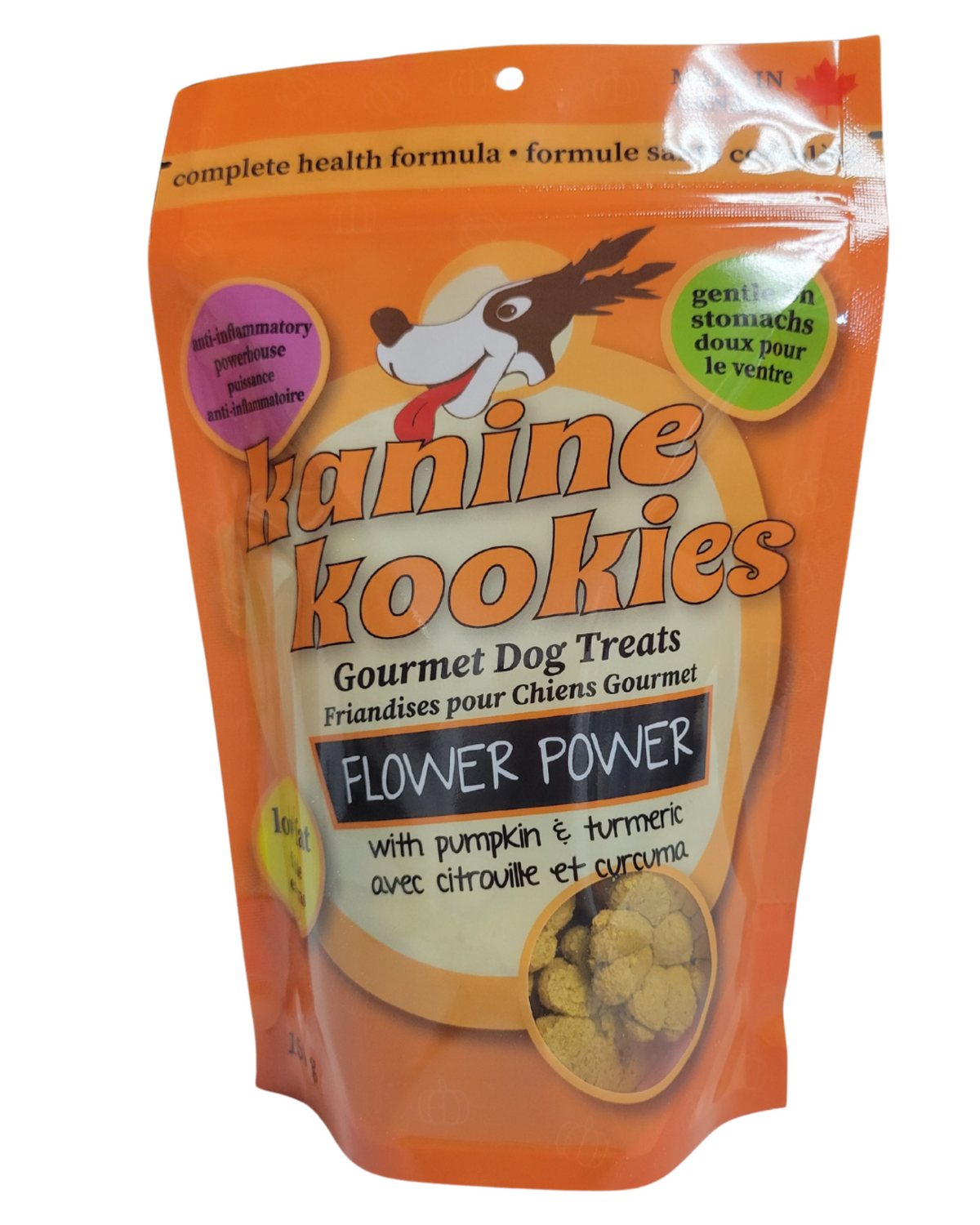Kanine Kookies Flower Power turmeric pumpkin dog treats for arthritis