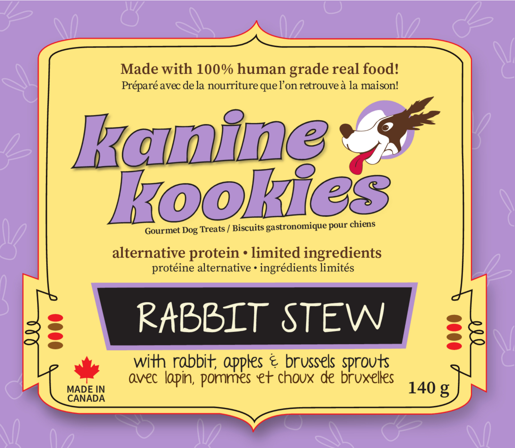 Low-fat rabbit dog treats for weight management and allergies