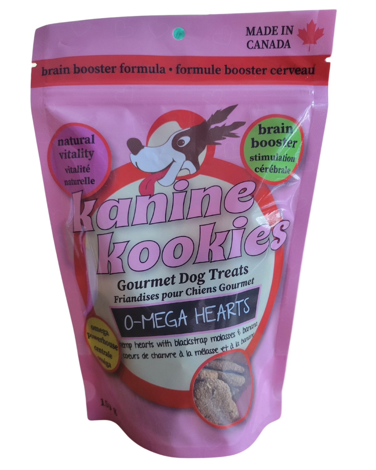 Kanine Kookies O-Mega Hearts vegan dog treats with omega-3 & 6