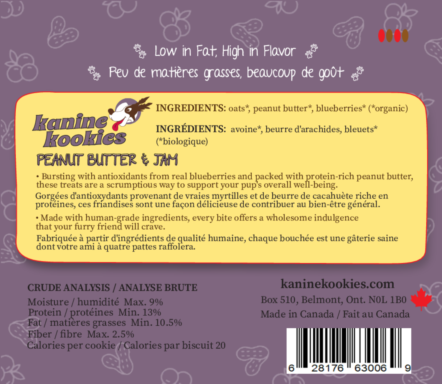 Limited ingredient peanut butter dog treats nutrition label